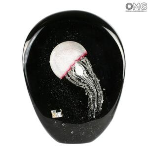 4585 ORIGINALMURANOGLASS Скульптура-лампа LED Розовая медуза - муранское стекло OMG 25 см