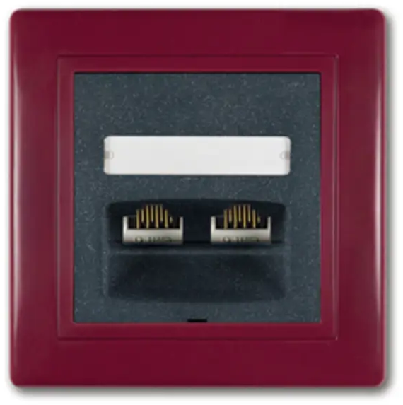 91698717 Розетка компьютерная двойная встраиваемая Aling-conel Prestige 614S.332 RJ45 Cat 5e FTP цвет бордовый/графитовый STLM-1109064