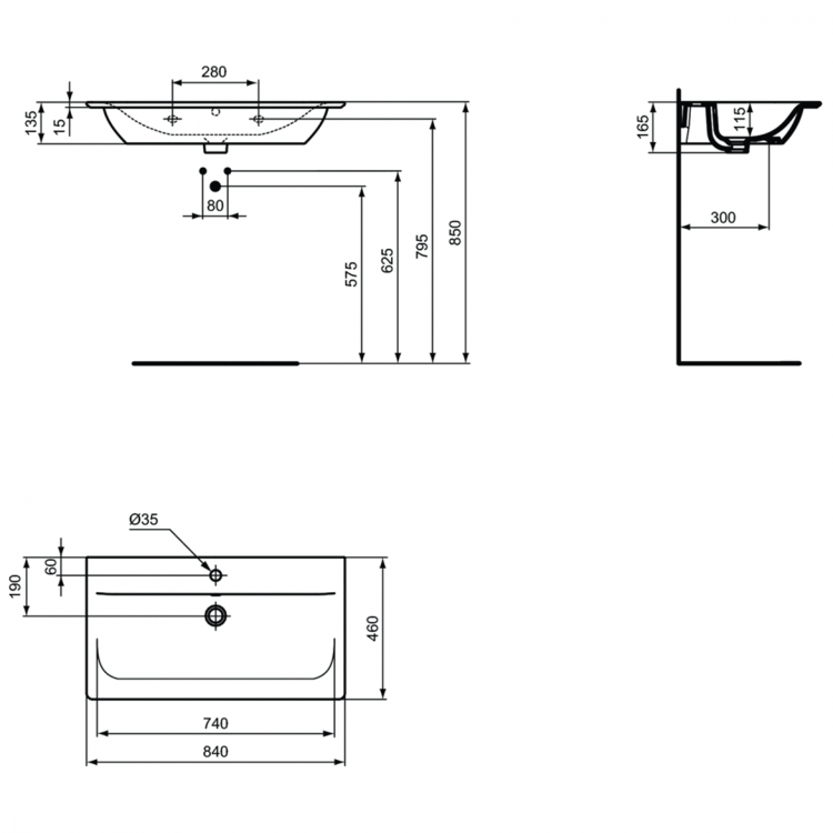E0279V3 Раковина 84 см Ideal Standard CONNECT AIR - Вид №12