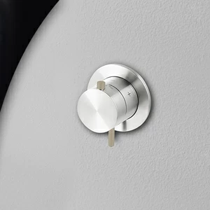 Термостат для душа глянцевая сталь с бежевой ручкой Toki Radomonte TER51LCIL18