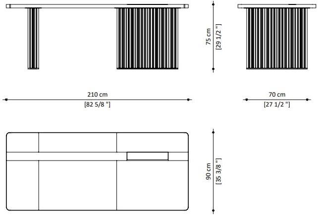 Paolo Castelli Прямоугольный стол с ящиками из кожи и металла Nettuno sun-id-1415157 - Вид №6