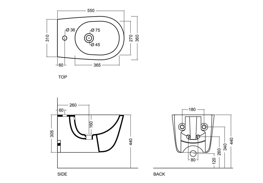 Керамическое подвесное биде Axa Eva ARCH-00049944 - Вид №12