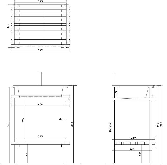 GALASSIA Консоль под раковину из дуба Eden 7235 - Вид №1