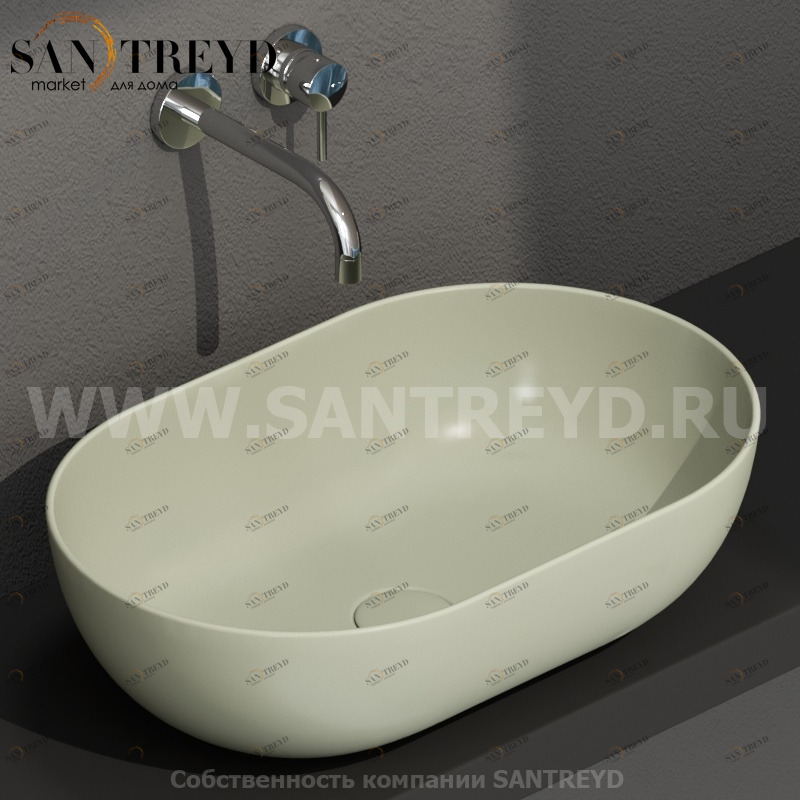 B6O54LI Накладная раковина на столешницу  овальная Ceramica Globo T-EDGE