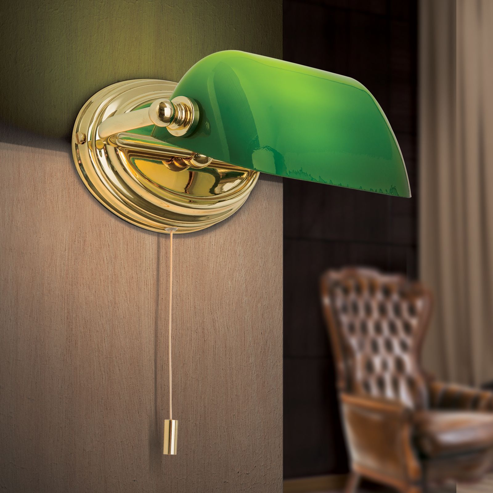 Регулируемая лампа для чтения из латуни и стекла Orion Harvard ARCH-00125513 - Вид №1