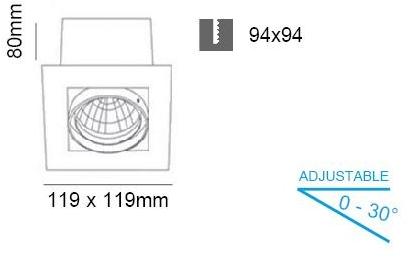 Регулируемый встраиваемый алюминиевый точечный светильник Santreyd sun-id-1375436 - Вид №4