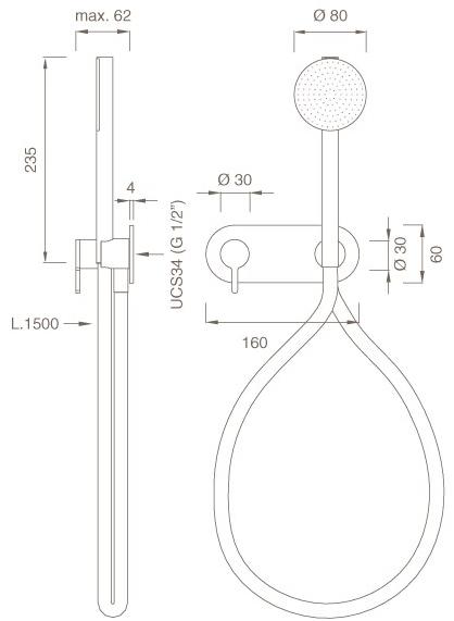 Ceadesign Настенный смеситель для ванны / душа с ручным душем Innovo Inv 52h - Вид №1