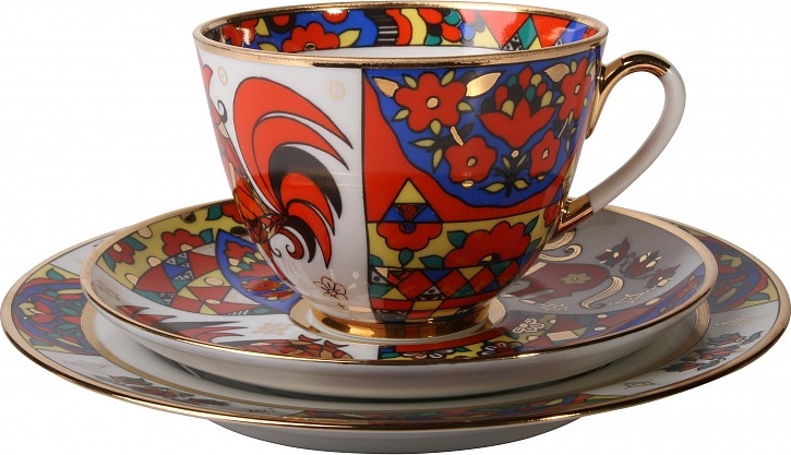 10642751 Императорский фарфоровый завод Набор из 3пр "Народные узоры" "Весенняя" Фарфор 