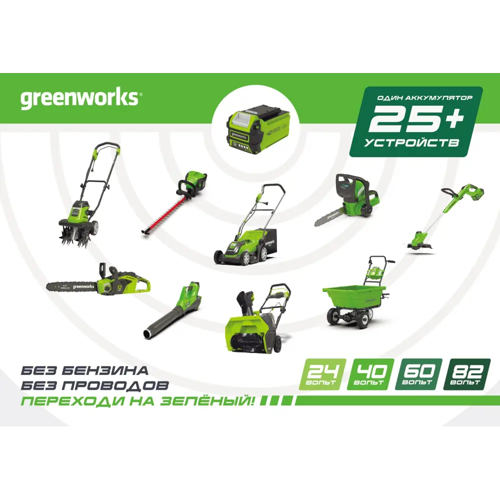 Аккумуляторный триммер Greenworks G40LTK2 40В с АКБ и зарядным устройством 18802773 STLM-0012790 - Вид №10