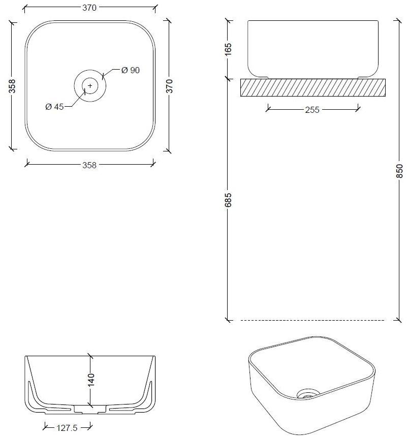 32170101,32140101 Накладная раковина на столешницу  овальная Alice Ceramica UNICA - Вид №11