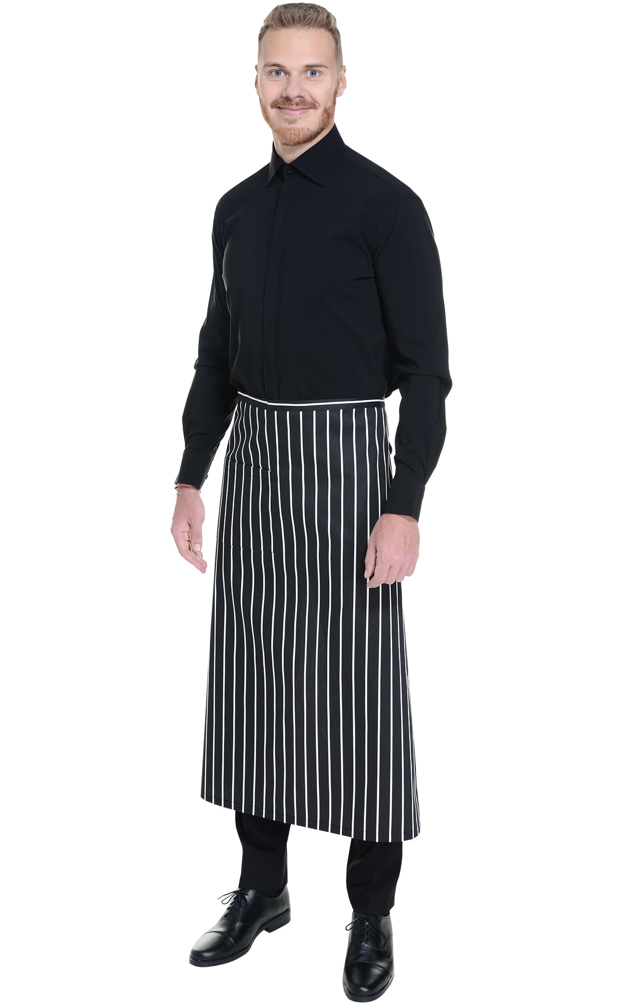 60352 Фартук удлиненный MixColor BLACK (черный/белая полоска) HORECA  Одежда для официантов  размер  - Вид №7