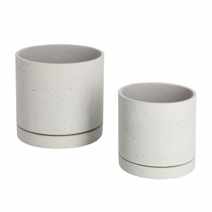 081764 Набор из 2 кашпо для растений цементно-белый La Forma Kwanti