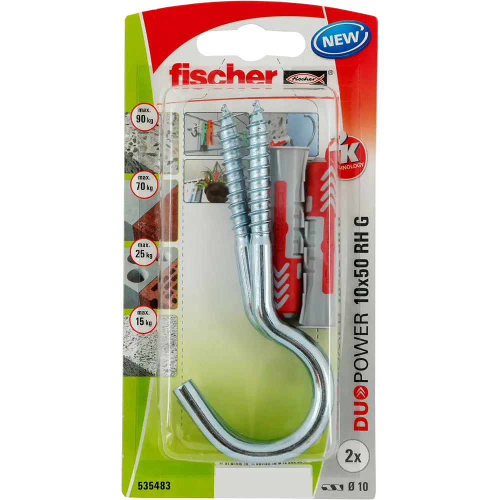 Дюбель универсальный DuoPower 10x50 мм, крюк-полукольцо, 2 шт FISCHER STLM-2059689 - Вид №2