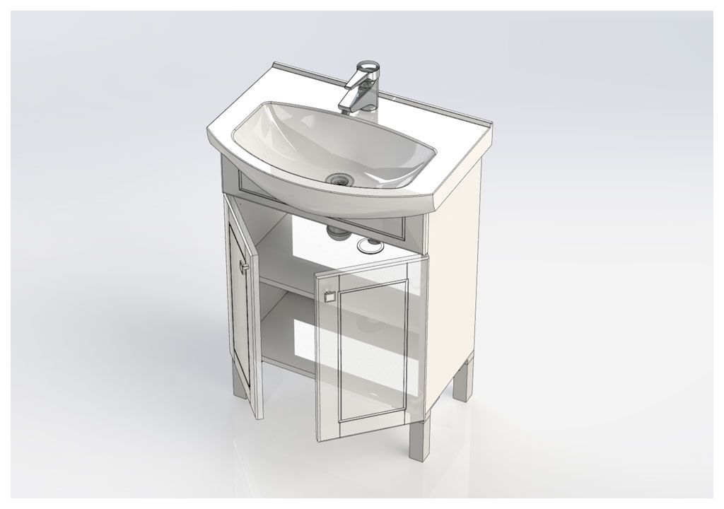 Тумба с раковиной Aquanet Честер 60 белый/золото 0018610400182641 - Вид №4