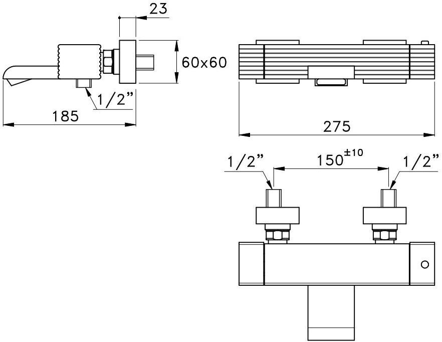 RUBINETTERIE STELLA Смеситель для ванны настенный Casanova 3267tm - Вид №1