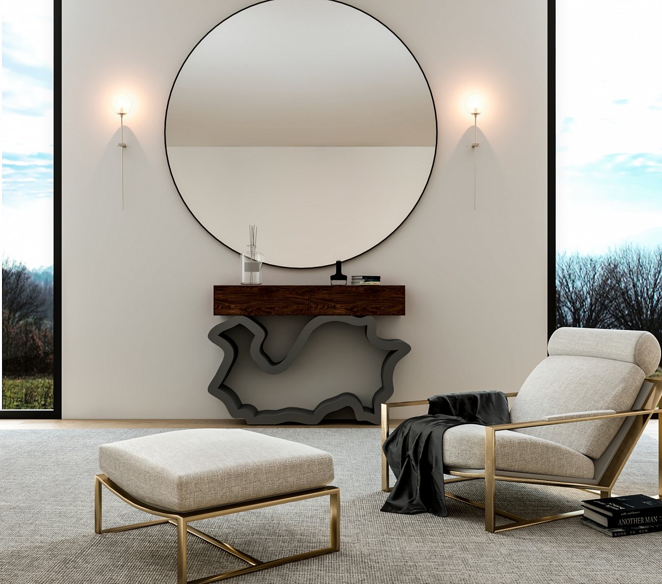 Консоль деревянная, орех с зелеными ящиками "Эскальер" от Odingeniy ODINGENIY  178416 Зеленый;коричневый  - Вид №1