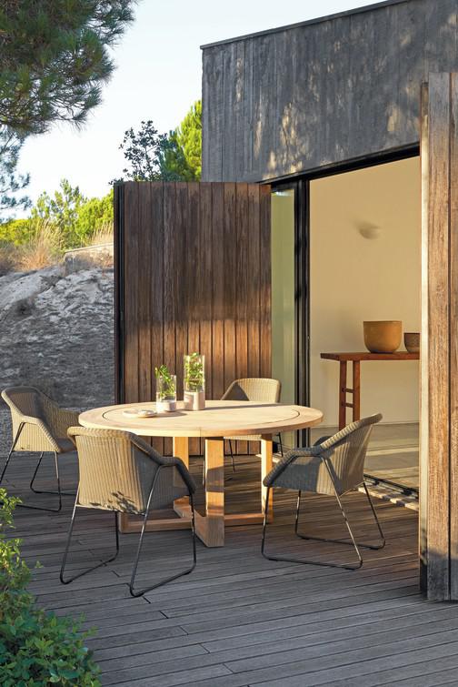 MNST104 Обеденный стол teak ⌀130см Manutti Siena - Вид №3