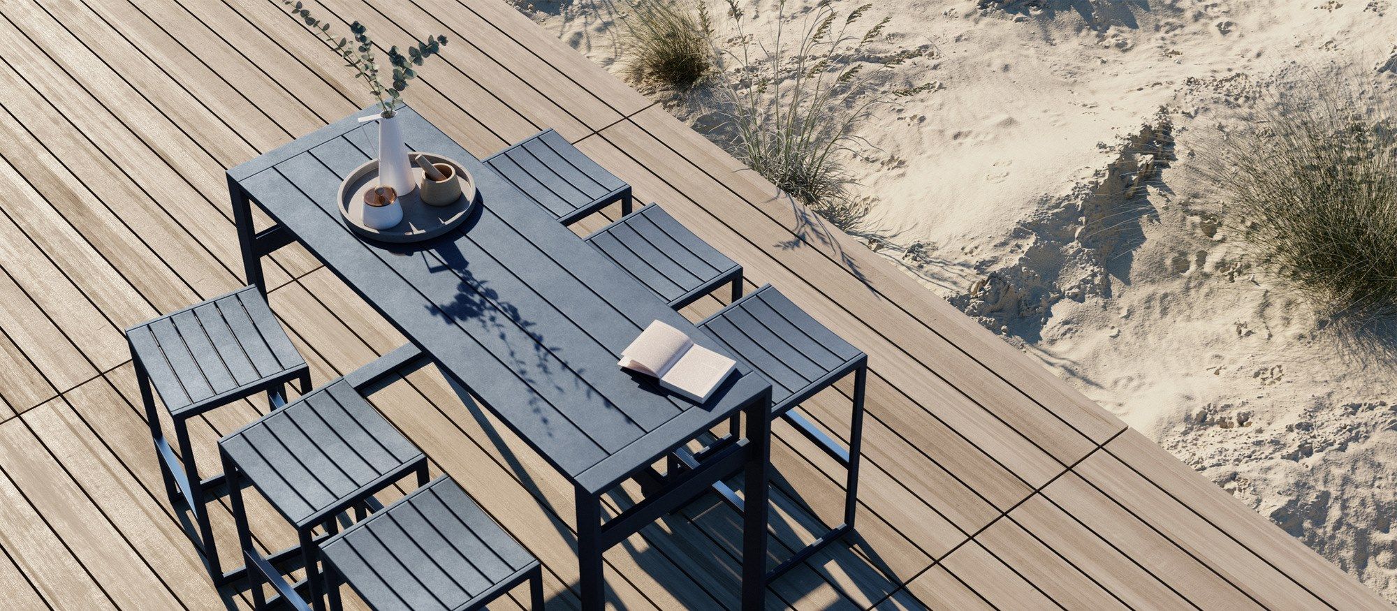 Высокий прямоугольный алюминиевый стол с порошковым покрытием Case Eos ARCH-00082338 - Вид №13