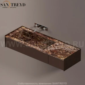 Agape DR Раковина столешница 140 см, с 2-мя выдвижными ящиками. Отделка: темная бронза и коричневый мрамор ADRP14SBREDBR