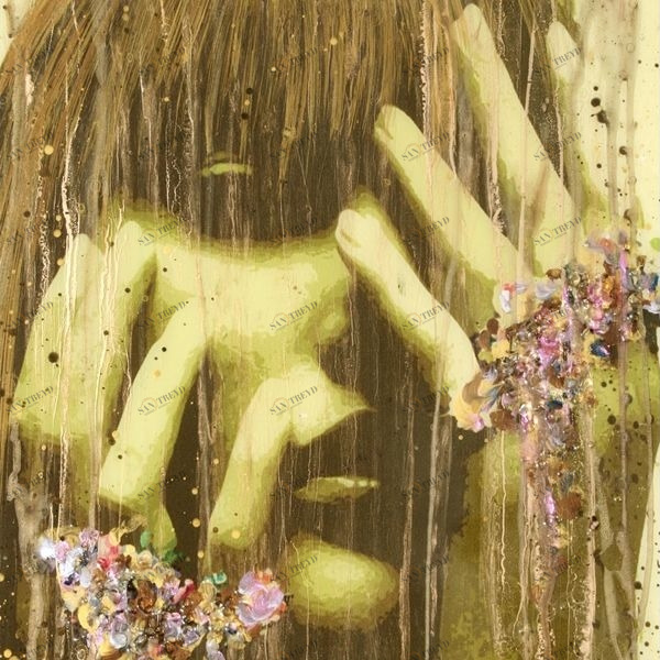 Арт-панель на холсте Alex Turco Woman Tribute Flower Power In Gold FLOWERPOWERINGOLD