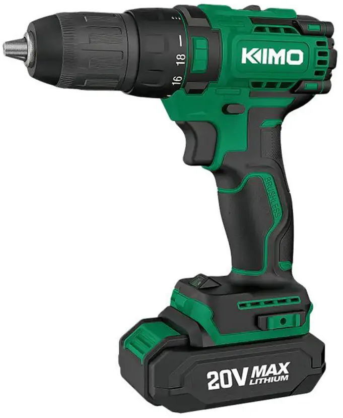 91365093 Дрель-шуруповерт аккумуляторная ударная Kimo 16816ST, 20 В Li-Ion 1x2 Ач в комплекте с набором бит STLM-0844364