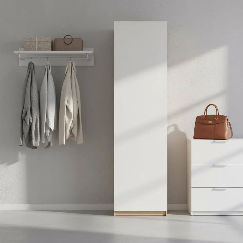 Шкаф распашной Лион белый с полкой и штангой 60х232,2х54,5 ЛДСП каркас дуб комано 89455034 STLM-2100950 Santreyd