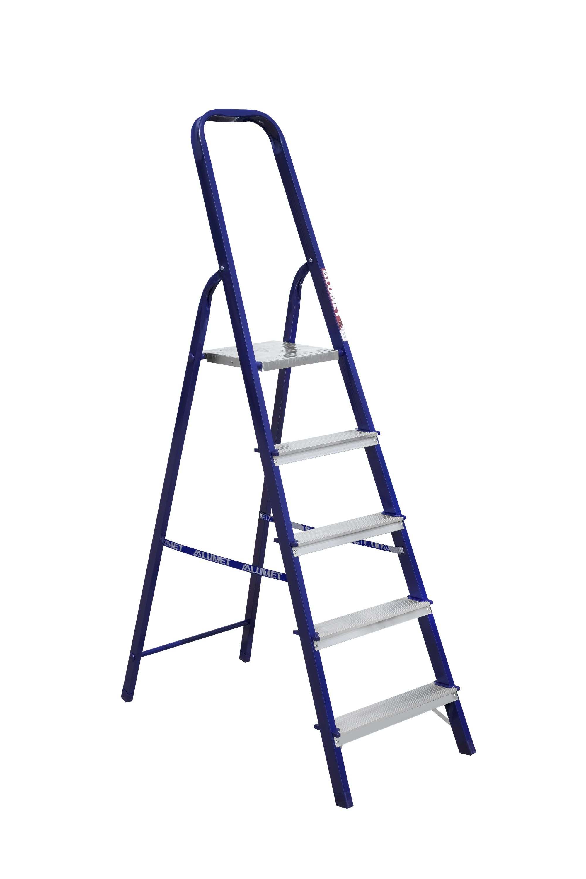 Стремянка стальная окрашенная с алюминиевыми ступенями    5 ст. М8405 ALUMET 