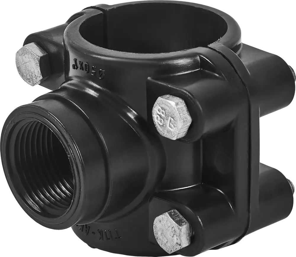 Седелка Политэк для врезки в полиэтиленовые трубы 50 мм с резьбой 1" 82382683