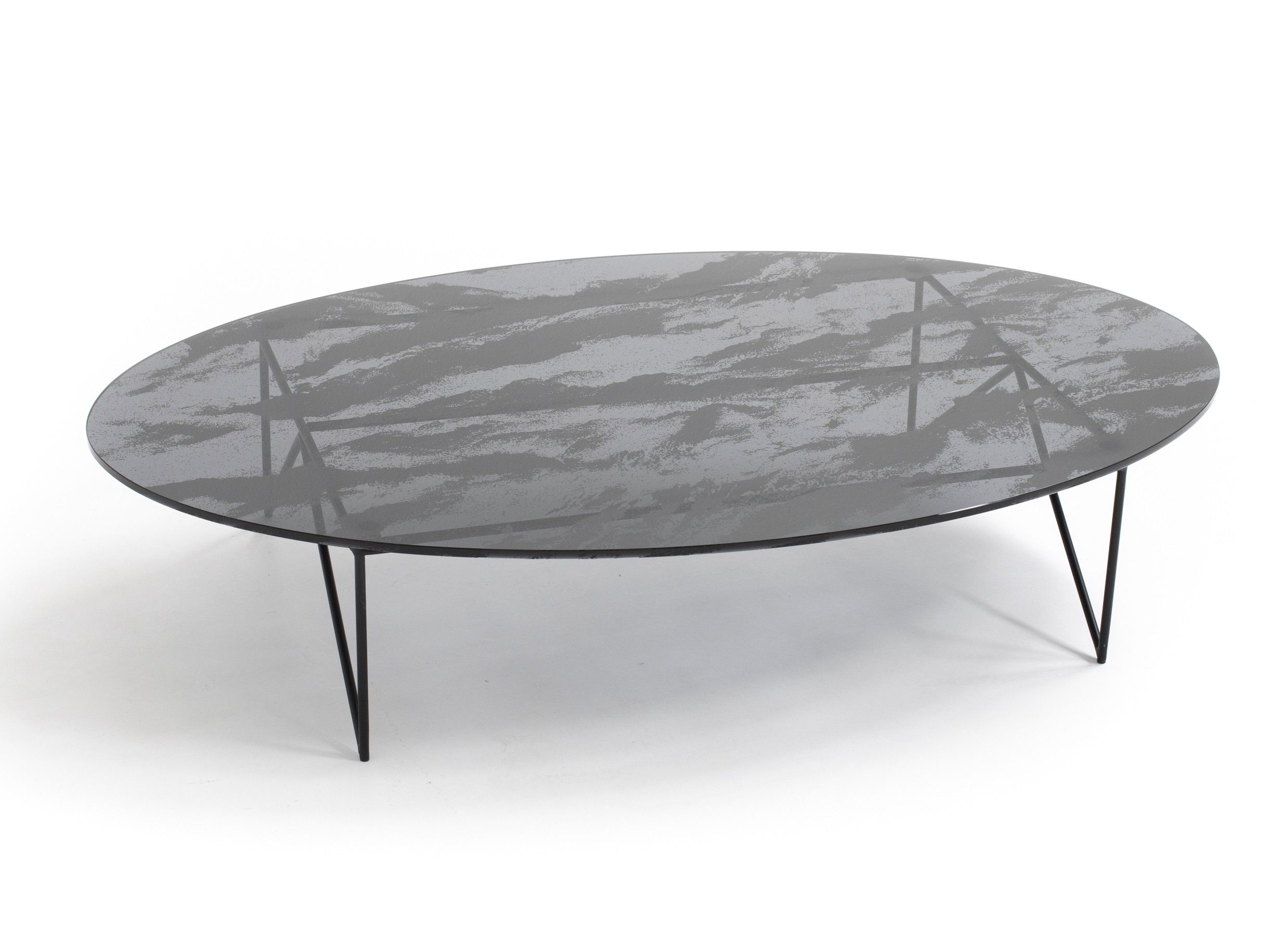 Стальной и хрустальный овальный журнальный столик MOROSO AeroZeppelin ARCH-00103305