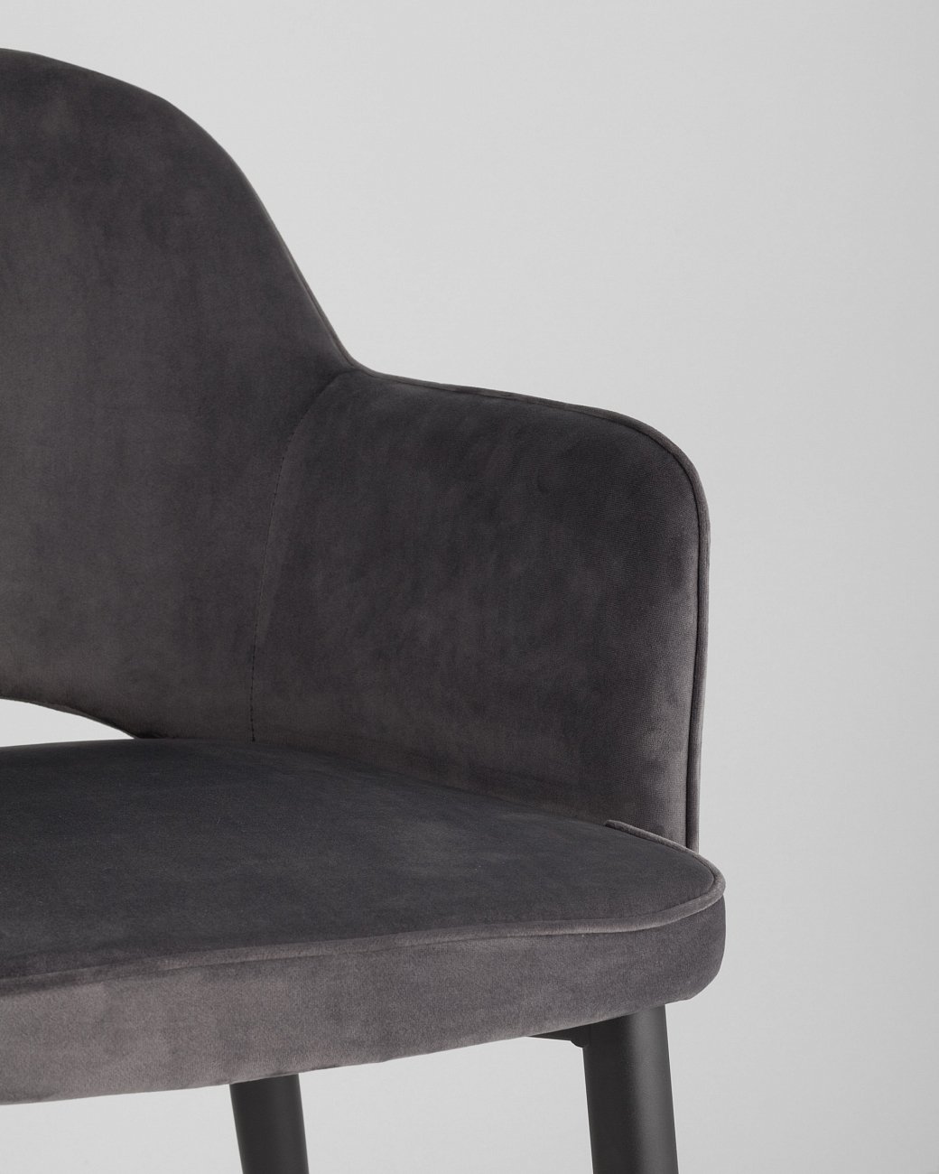 Стул с подлокотниками мягкий серый с черными металлическими ножками "Венера" STOOL GROUP ДИЗАЙНЕРСКИЕ 00-3881945 Серый  - Вид №6