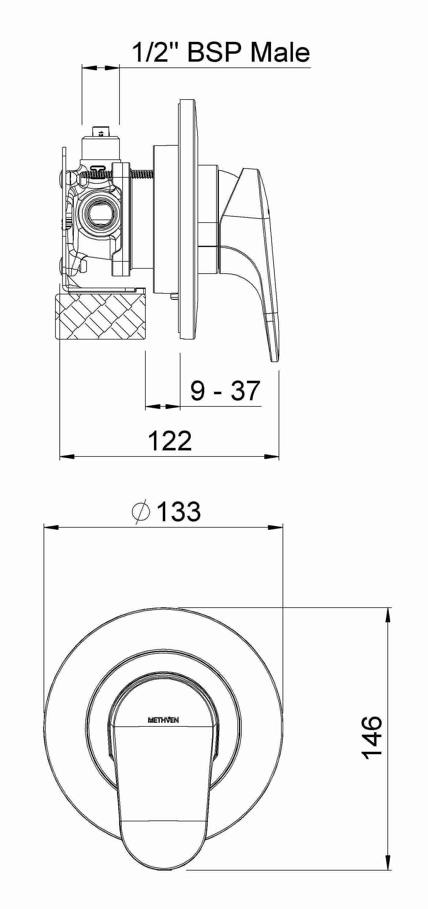 KOAPS2CP Смеситель для душа Koha с Fastflow II Methven  - Вид №1