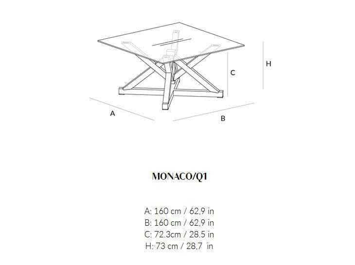 Квадратный обеденный стол из дерева и стекла Lando MONACO ARCH-00102392 - Вид №2