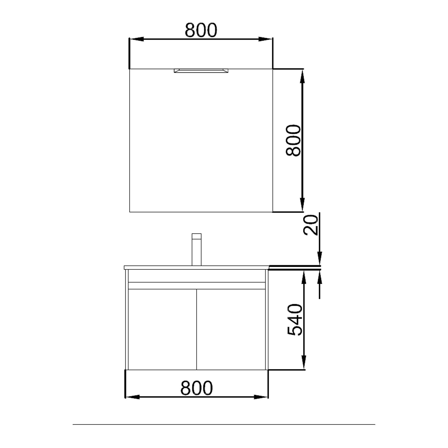 84979 SALGAR Комплект мебели для ванной NOJA 800 2 двери WHITE GLOSS LACQUERED + Раковина + Зеркало + Свет Глянцевый белый - Вид №1