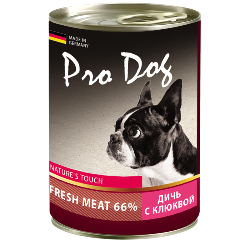 ПР0029862 Корм для собак дичь, клюква конс. 400г PRO DOG 