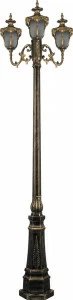 Уличный светильник парковый на 3 лампы 225х57х57 см черное золото "Флоренция" 11429 FERON ПОД СТАРИНУ, ФОНАРЬ 00-3955800 Золото;черный