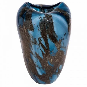 Ваза стеклянная сине-коричневая "Салют 2" GARDA DECOR - 266937 Синий