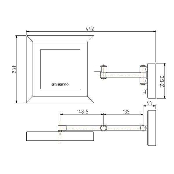 Настенное квадратное увеличительное зеркало со встроенным освещением Spekkio Корона ARCH-00144654 - Вид №1