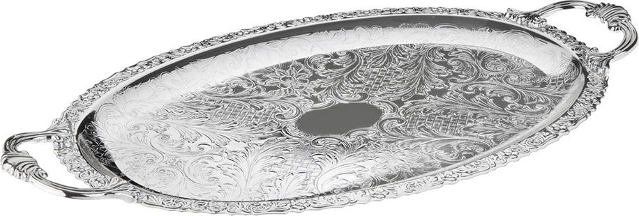 10611761 Queen Anne Поднос с ручками овальный Queen Anne 47х25см, сталь, посеребрение Сталь нержавеющая с посеребрением 