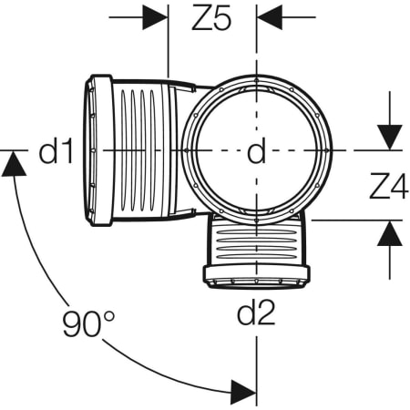 GEBERIT 390.562.14.1 Крестовина двухплоскостная комбинированная Geberit Silent-PP 87,5°, правая  - Вид №2