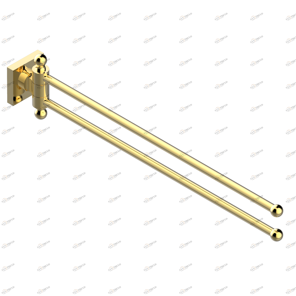 A60-522 Полотенцедержатель двойной - 2 подвижные рейки - Д: 400 мм, диаметр : 16 мм Thg-paris Marina c чёрным ониксом Золото A60-522 CAT.F
