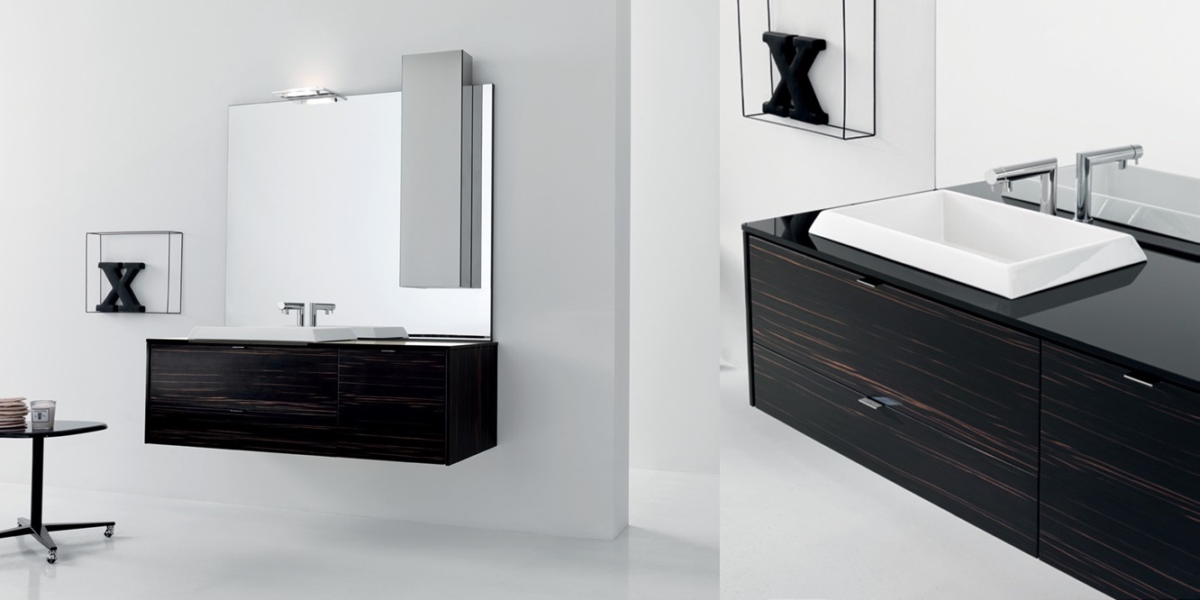 Комбинация ванной комнаты PV29 в отделке Diamond Ceramica / X22 Nero / 80 Ebano MILLDUE PIVOT PIVOT29 - Вид №1