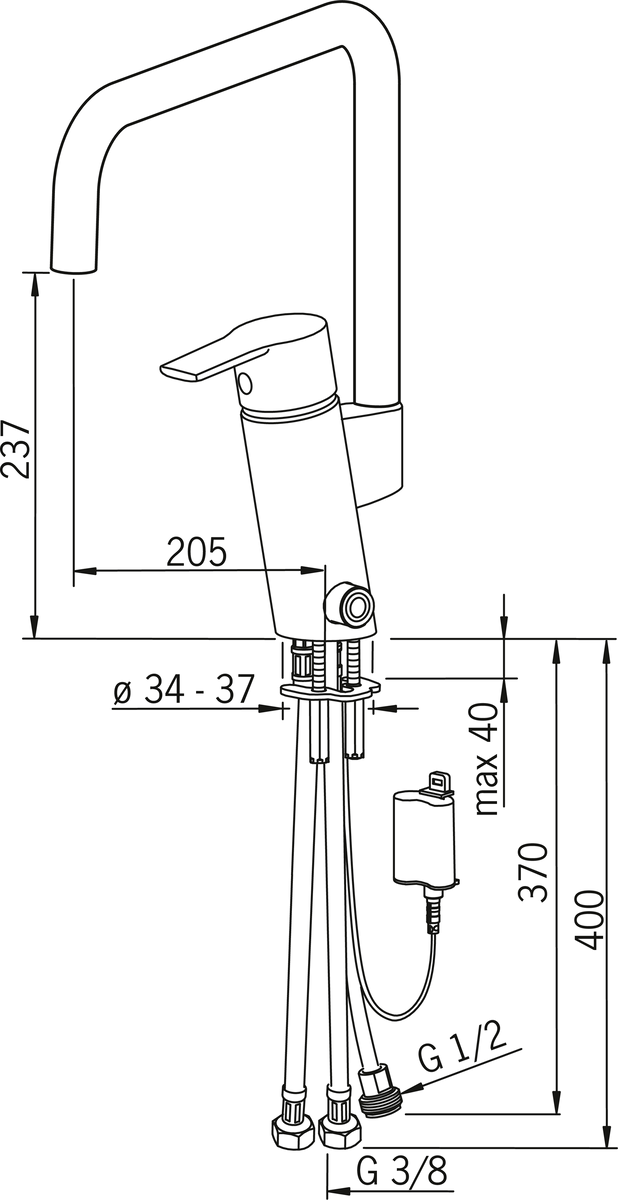 Oras 2839F-Y Смеситель для кухни с клапаном, 6 V 2839F-Y Cubista Хром  - Вид №3