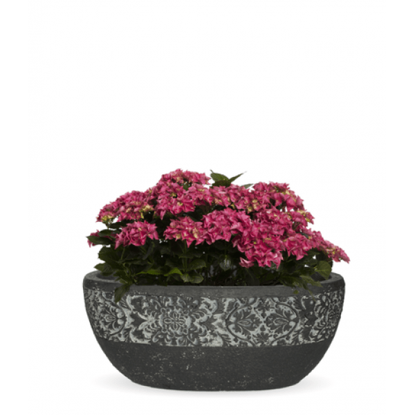 Вазон из искусственного камня с резным орнаментом 16 см черный "Лион" LE-VILLAGE FLORERO 044761 Черный  - Вид №2