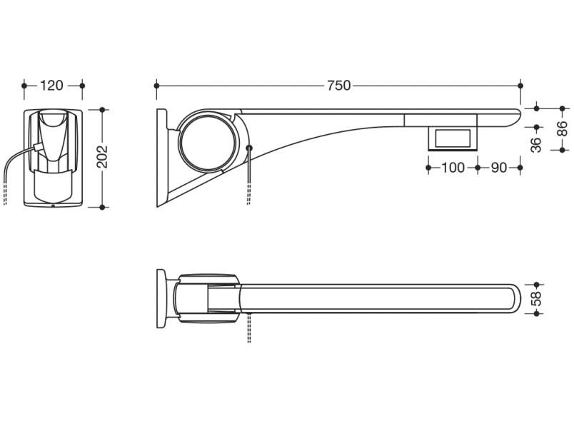802.50.46660 Базовая складная опорная рейка HEWI Stützen  - Вид №3