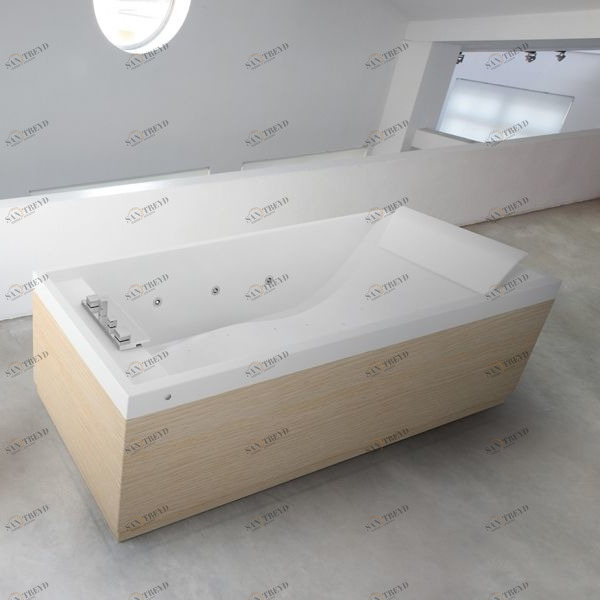 Ванна Hydro Novellini SENSE 3 с набортным смесителем и панелями из белого ореха SEN519080T2U4Q