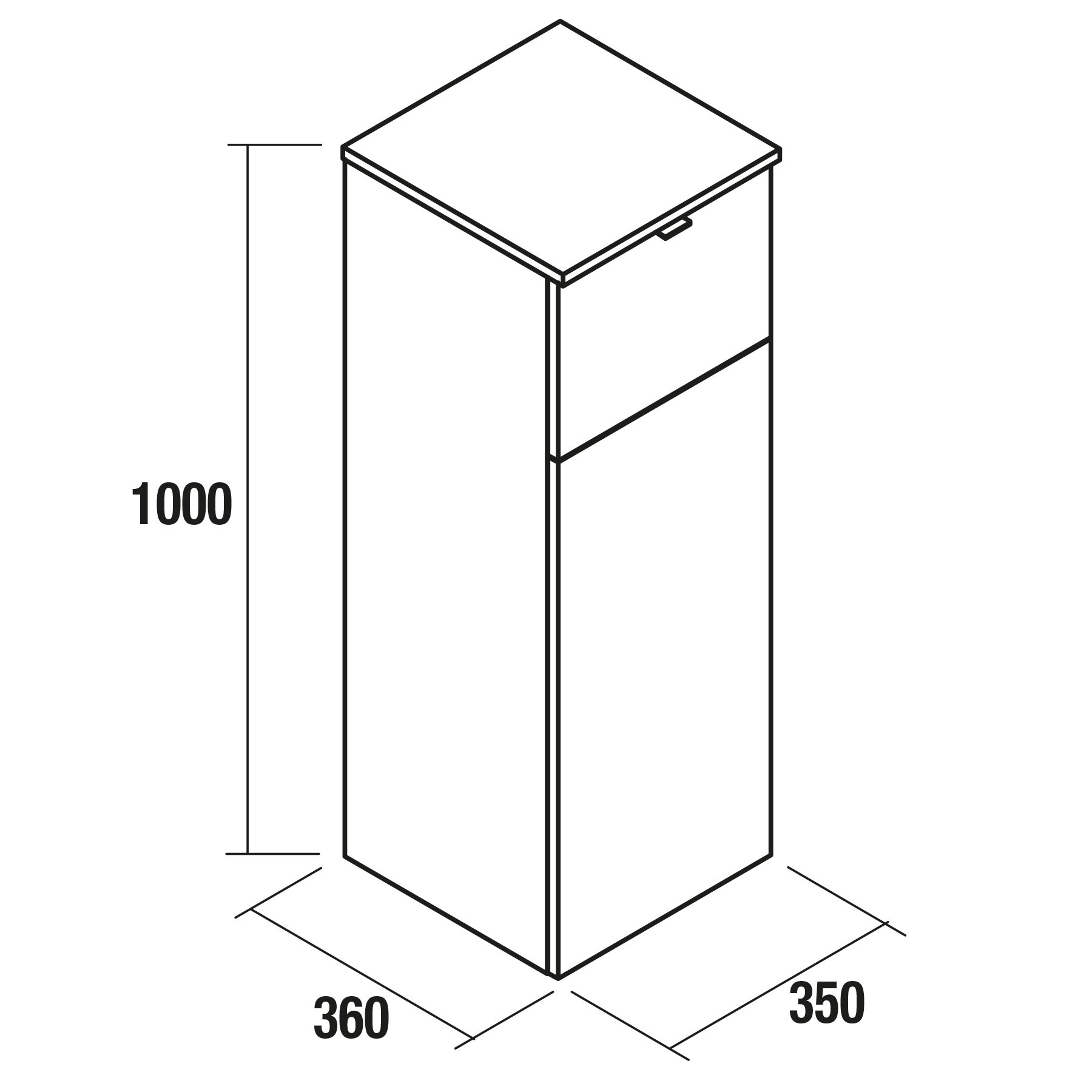 83441 SALGAR Комод ALLIANCE GLOSS WHITE с дверным ящиком и складным зеркалом 352 x 1000 x 360 мм Глянцевый белый  - Вид №2