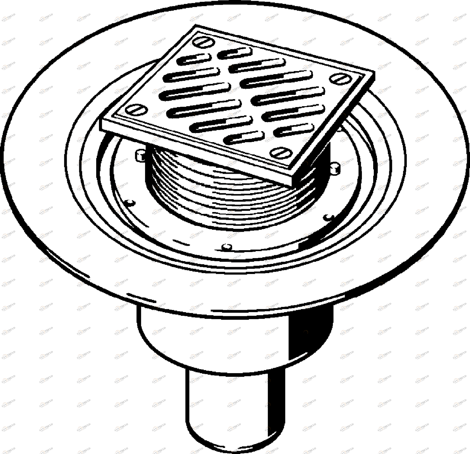 Канализационная арматура  Напольные трапы Advantix  Трапы VIEGA 754 990 1) Модель 4951.21 Santreyd 