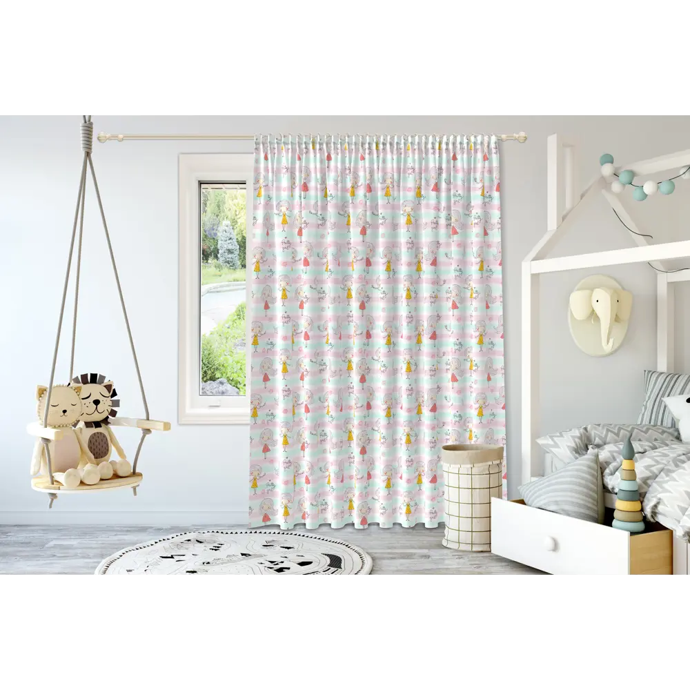 Ткань 1 м/п Девочка велюр 300 см цвет бирюзово-розовый GARDEN STLM-2129172 - Вид №4