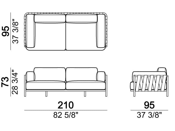 3-местный тканевый садовый диван Arketipo PUNTA ALA ARCH-00094189 - Вид №5