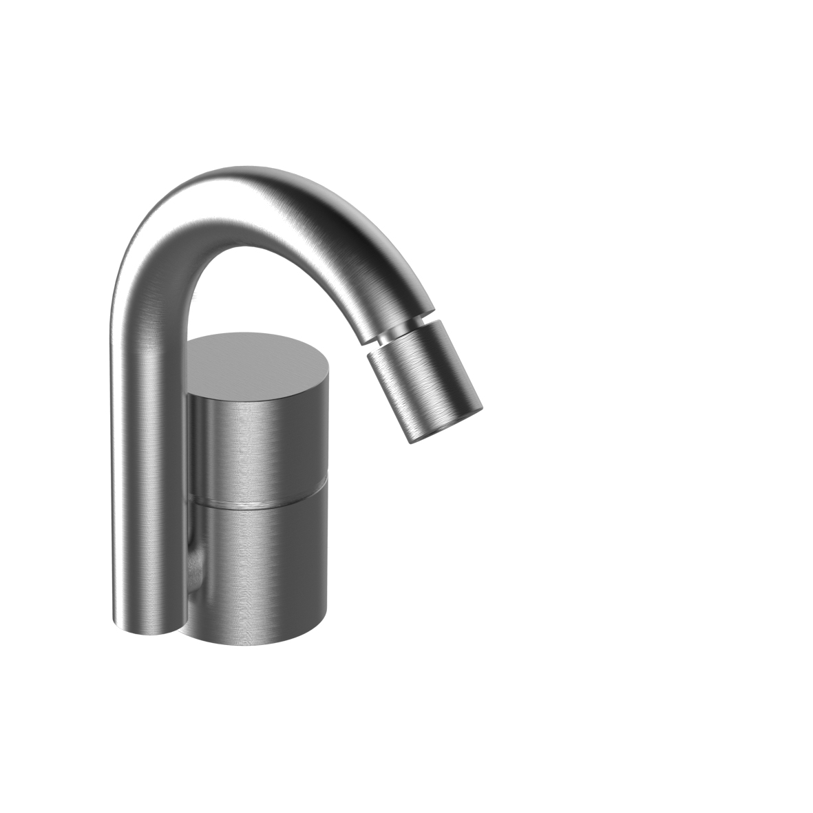 Y008F  Смеситель для биде на 1 отверстиевылет 11,4 см ручка ограничитель потока воды до 5 л/мин при 3 бар видимый аэратор подводка донный клапан нажимного типа Fantini Rubinetti AA/27 НЕРЖАВЕЮЩАЯ СТАЛЬ 